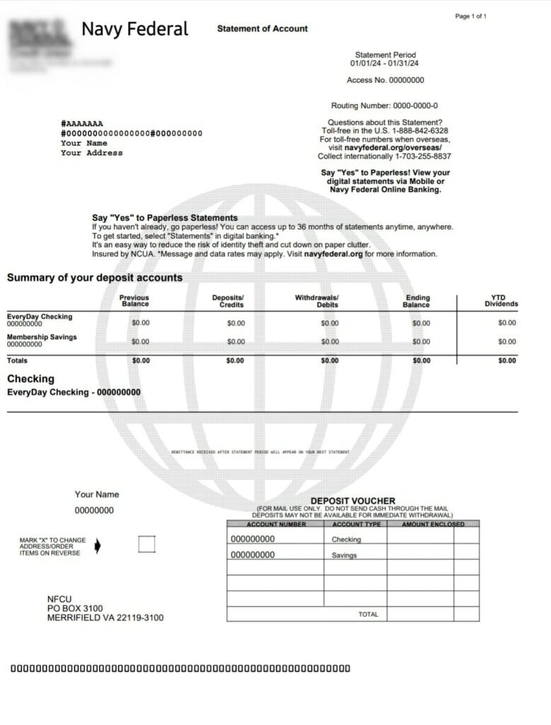 Navy Federal Bank Statement Generator