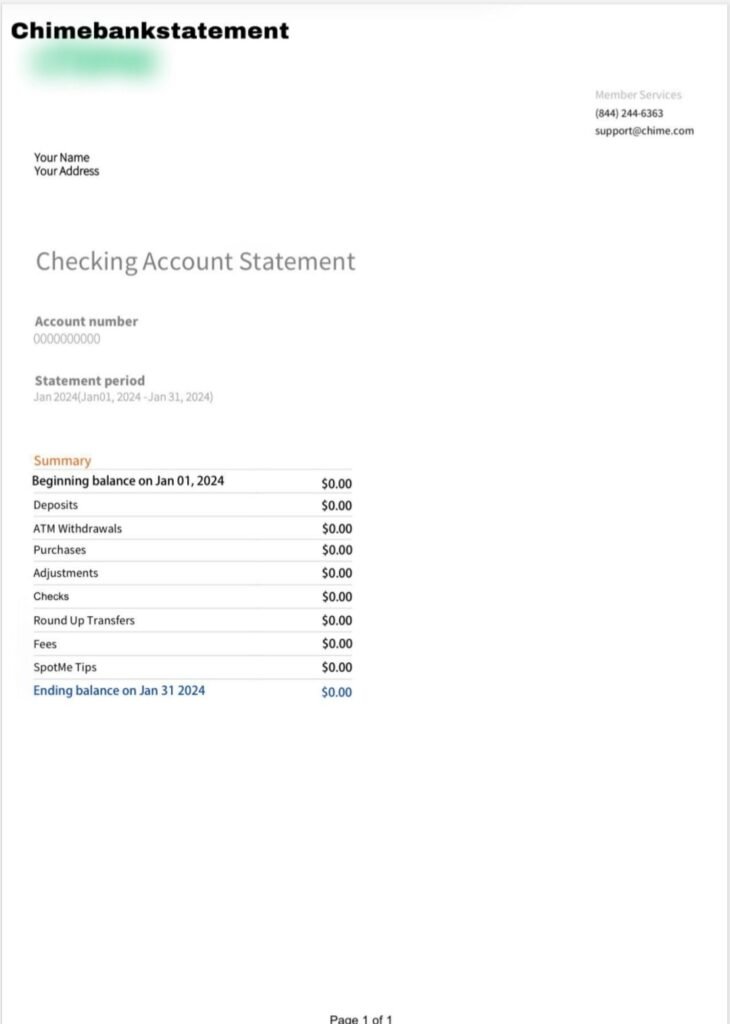 Chime bank statement generator